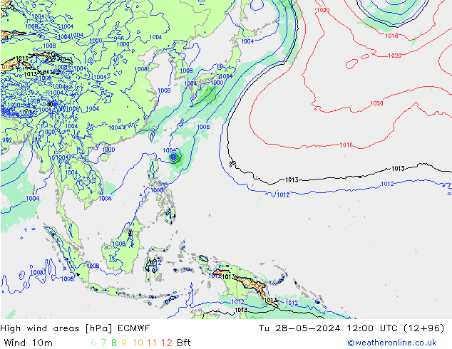 High wind areas ECMWF Ter 28.05.2024 12 UTC