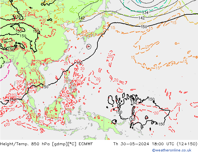 Z500/Yağmur (+YB)/Z850 ECMWF Per 30.05.2024 18 UTC