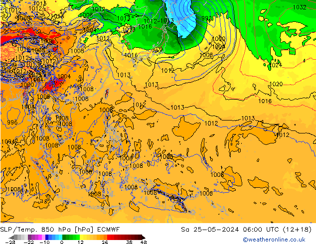 SLP/Temp. 850 hPa ECMWF So 25.05.2024 06 UTC