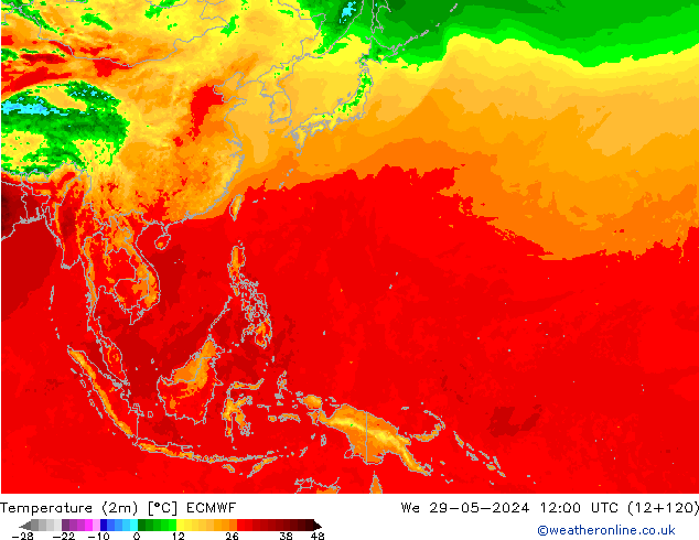 карта температуры ECMWF ср 29.05.2024 12 UTC