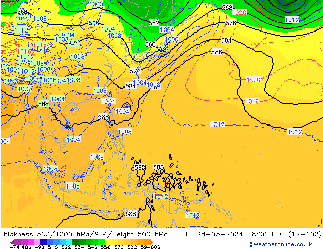 Thck 500-1000hPa ECMWF Ter 28.05.2024 18 UTC