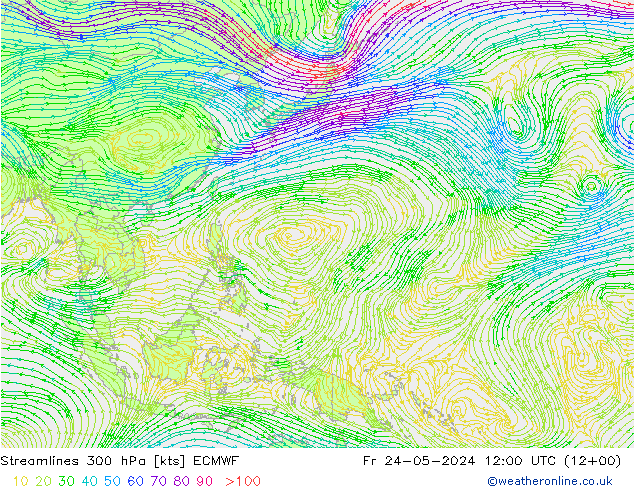Rüzgar 300 hPa ECMWF Cu 24.05.2024 12 UTC