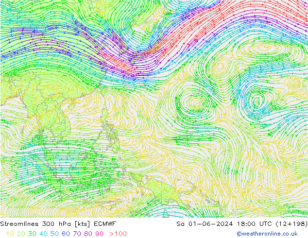 Rüzgar 300 hPa ECMWF Cts 01.06.2024 18 UTC