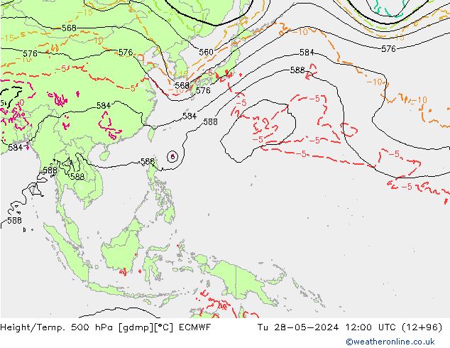 Z500/Regen(+SLP)/Z850 ECMWF di 28.05.2024 12 UTC