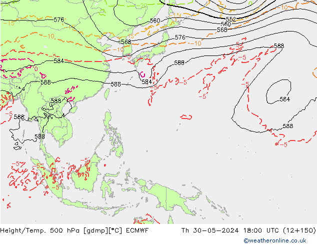 Z500/Yağmur (+YB)/Z850 ECMWF Per 30.05.2024 18 UTC