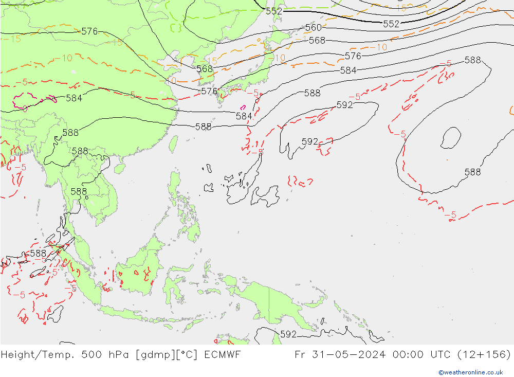 Height/Temp. 500 hPa ECMWF ven 31.05.2024 00 UTC