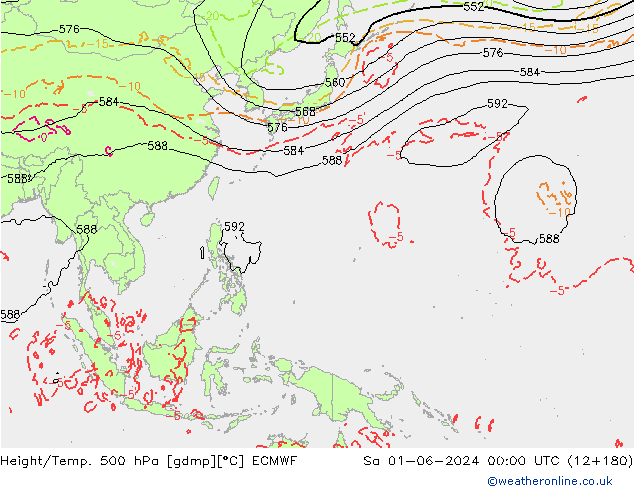 Z500/Rain (+SLP)/Z850 ECMWF So 01.06.2024 00 UTC