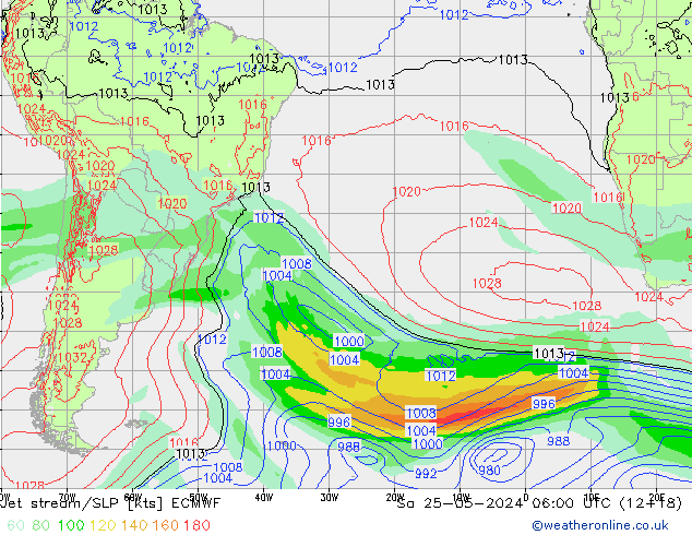 Straalstroom/SLP ECMWF za 25.05.2024 06 UTC