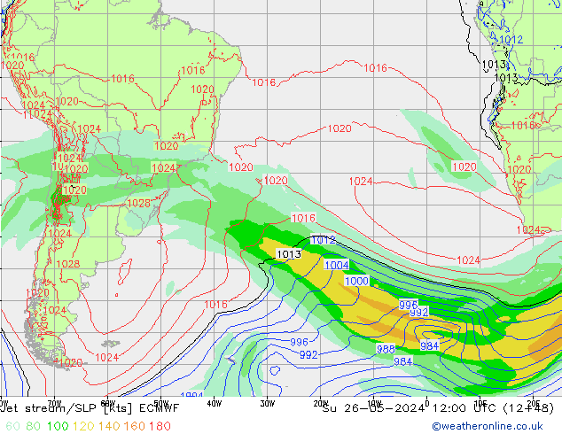 Straalstroom/SLP ECMWF zo 26.05.2024 12 UTC