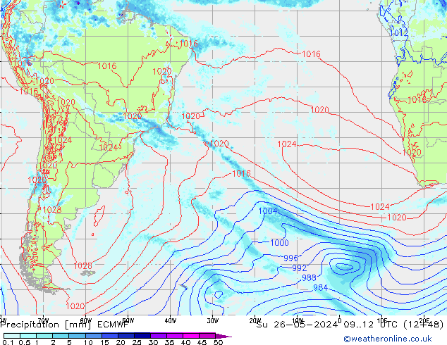 Neerslag ECMWF zo 26.05.2024 12 UTC