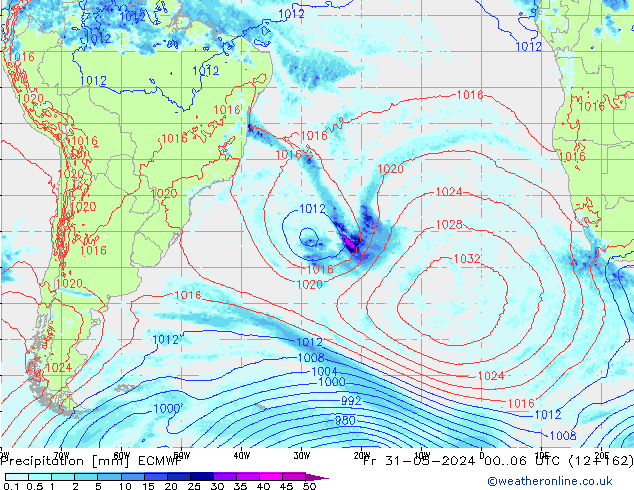 Precipitation ECMWF Fr 31.05.2024 06 UTC