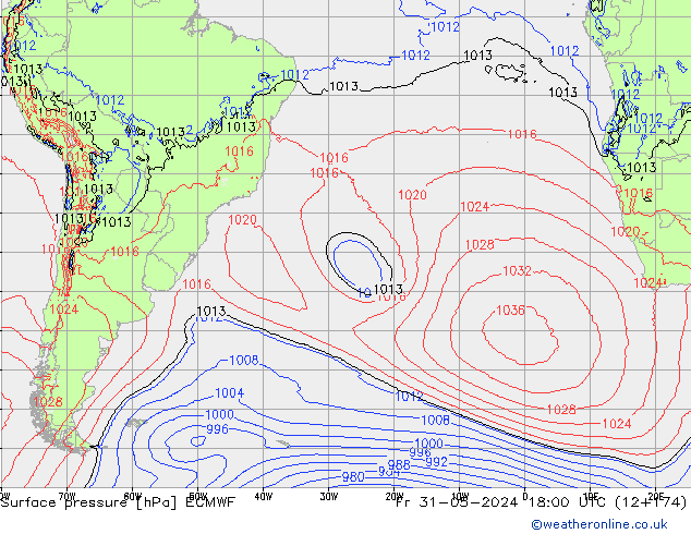 Surface pressure ECMWF Fr 31.05.2024 18 UTC