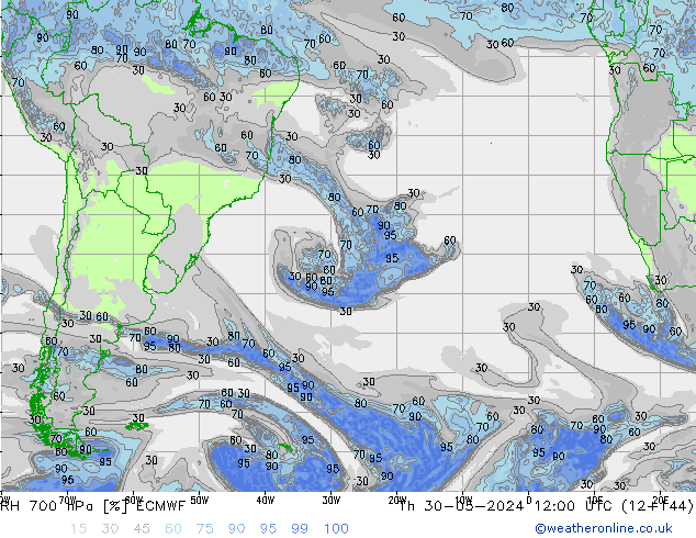 RH 700 hPa ECMWF Do 30.05.2024 12 UTC