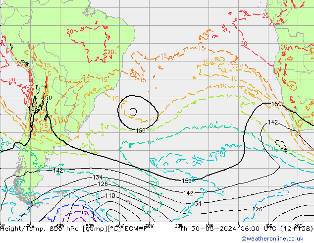 Z500/Rain (+SLP)/Z850 ECMWF  30.05.2024 06 UTC