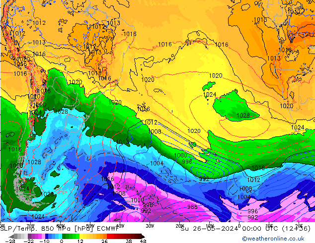 SLP/Temp. 850 hPa ECMWF Ne 26.05.2024 00 UTC