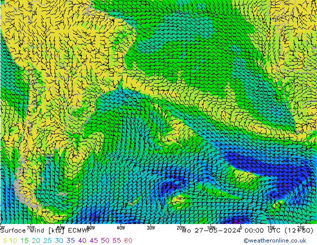 Surface wind ECMWF Mo 27.05.2024 00 UTC