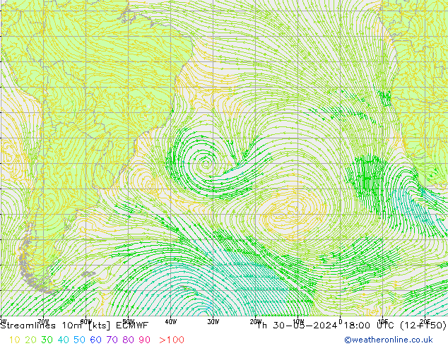 ветер 10m ECMWF чт 30.05.2024 18 UTC