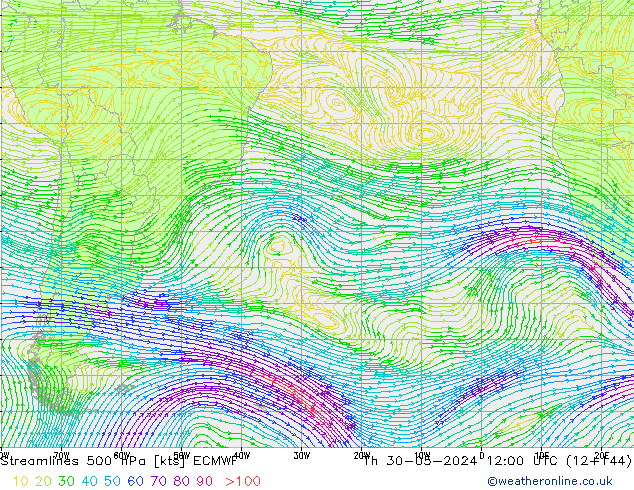 ветер 500 гПа ECMWF чт 30.05.2024 12 UTC