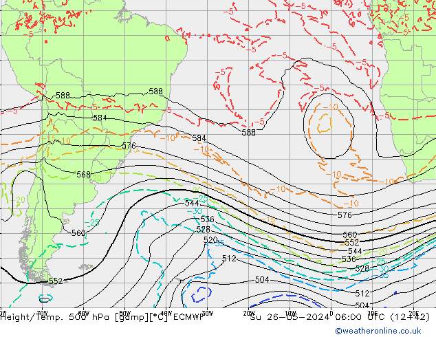 Z500/Rain (+SLP)/Z850 ECMWF Su 26.05.2024 06 UTC