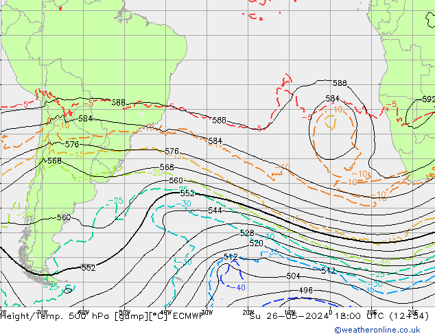 Z500/Rain (+SLP)/Z850 ECMWF Su 26.05.2024 18 UTC