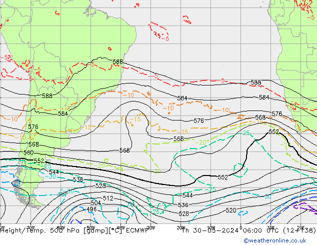 Z500/Rain (+SLP)/Z850 ECMWF  30.05.2024 06 UTC