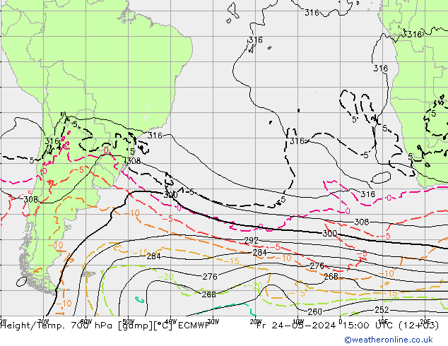 Height/Temp. 700 hPa ECMWF Pá 24.05.2024 15 UTC