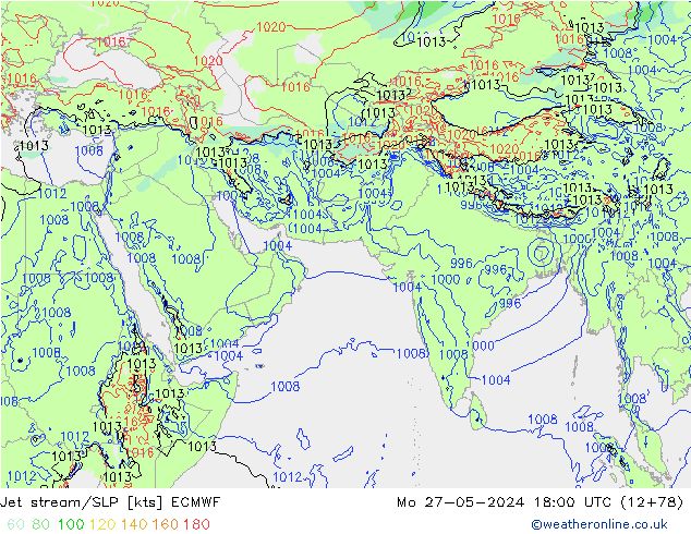 Jet stream/SLP ECMWF Mo 27.05.2024 18 UTC