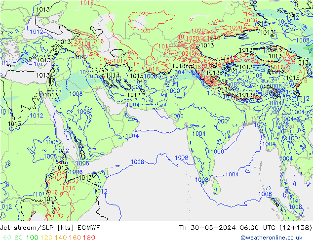 Straalstroom/SLP ECMWF do 30.05.2024 06 UTC
