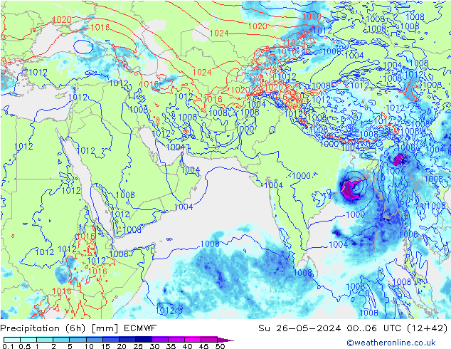 Z500/Rain (+SLP)/Z850 ECMWF  26.05.2024 06 UTC