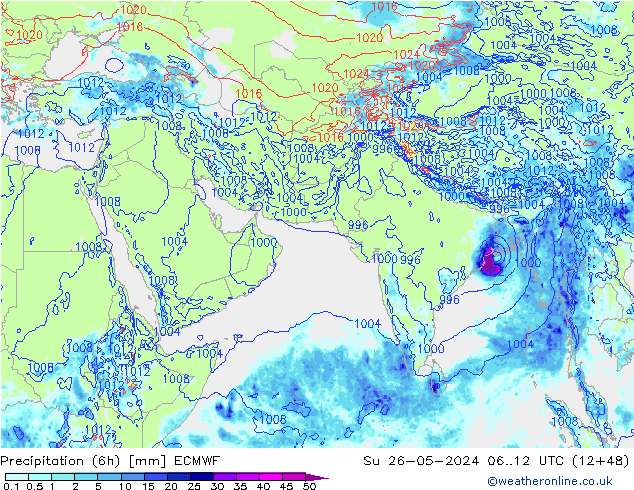 Z500/Rain (+SLP)/Z850 ECMWF dim 26.05.2024 12 UTC