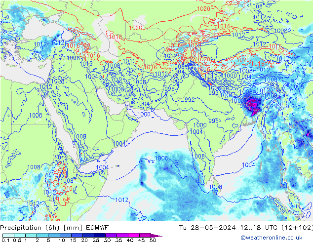 Yağış (6h) ECMWF Sa 28.05.2024 18 UTC