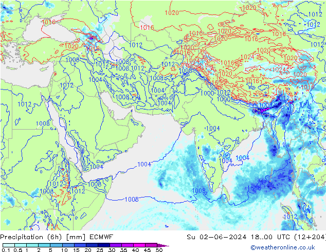 Z500/Rain (+SLP)/Z850 ECMWF Вс 02.06.2024 00 UTC