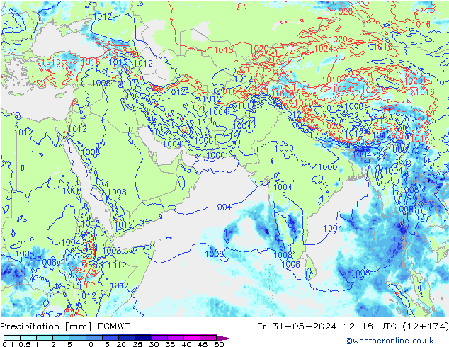 Neerslag ECMWF vr 31.05.2024 18 UTC