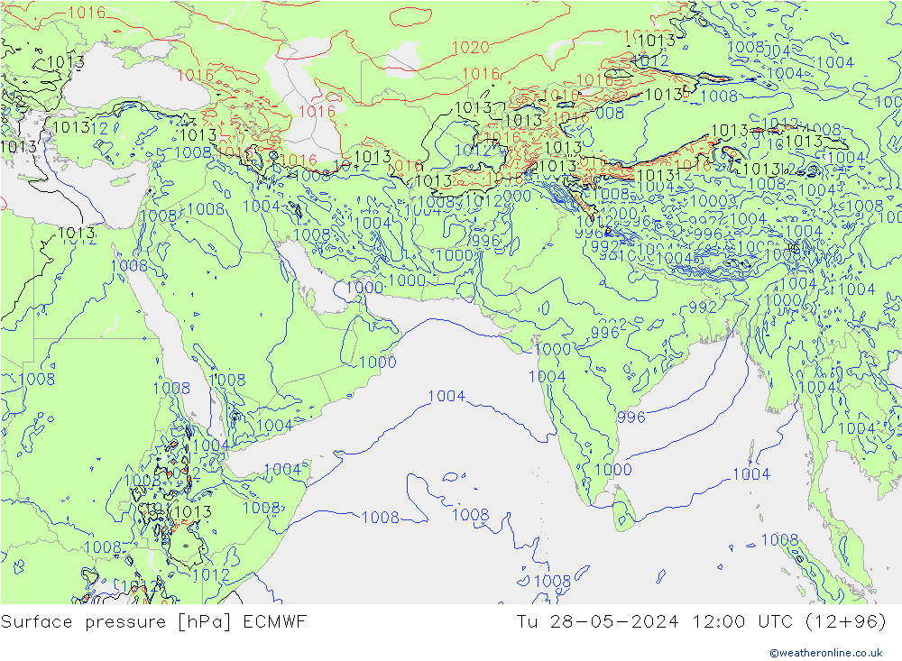 Surface pressure ECMWF Tu 28.05.2024 12 UTC