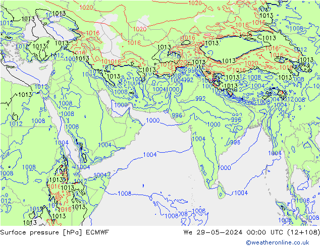 Atmosférický tlak ECMWF St 29.05.2024 00 UTC