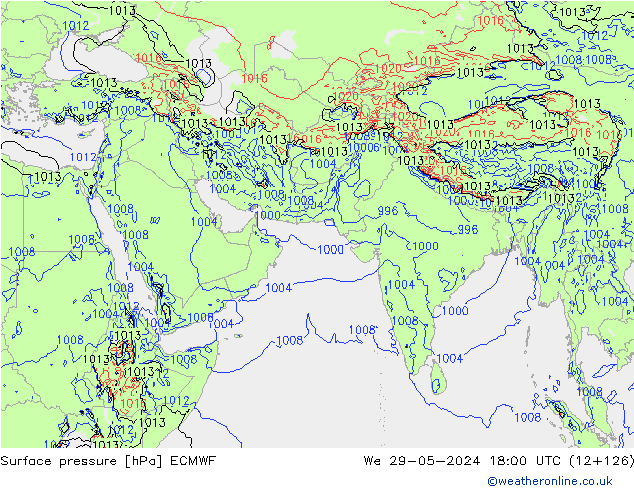 Yer basıncı ECMWF Çar 29.05.2024 18 UTC