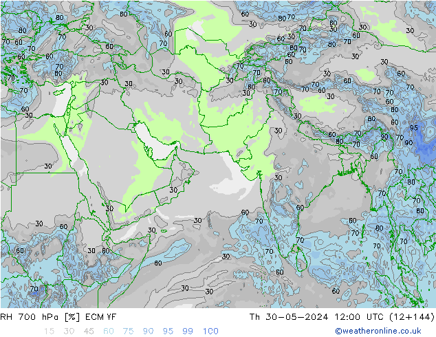 RH 700 hPa ECMWF Do 30.05.2024 12 UTC