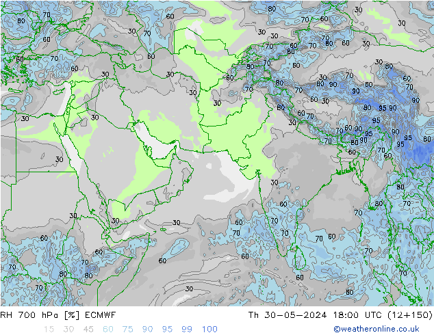 RV 700 hPa ECMWF do 30.05.2024 18 UTC