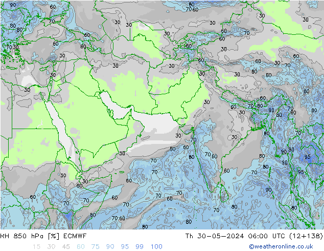 RH 850 hPa ECMWF Th 30.05.2024 06 UTC