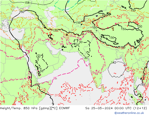 Z500/Rain (+SLP)/Z850 ECMWF 星期六 25.05.2024 00 UTC