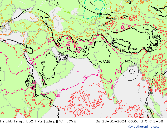 Z500/Rain (+SLP)/Z850 ECMWF Dom 26.05.2024 00 UTC