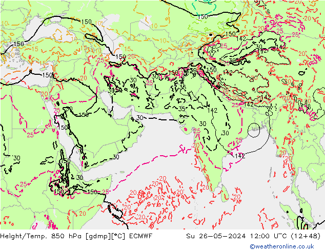 Z500/Rain (+SLP)/Z850 ECMWF dim 26.05.2024 12 UTC