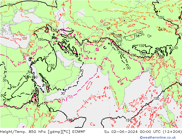 Z500/Rain (+SLP)/Z850 ECMWF Вс 02.06.2024 00 UTC