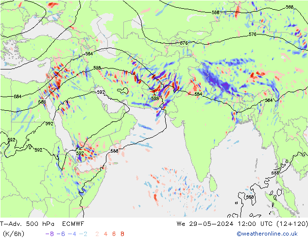 T-Adv. 500 hPa ECMWF Qua 29.05.2024 12 UTC