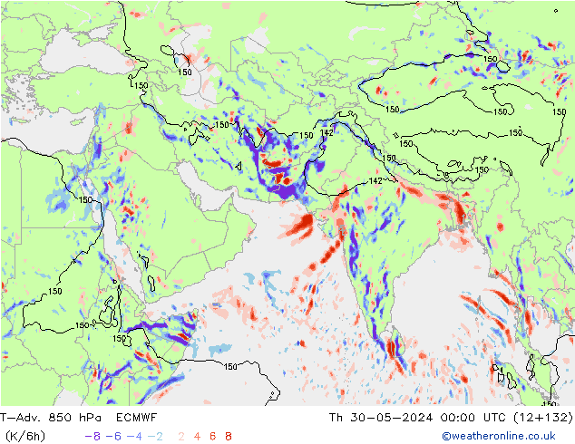 T-Adv. 850 hPa ECMWF Th 30.05.2024 00 UTC