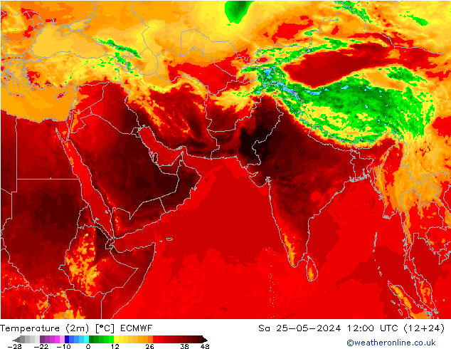 温度图 ECMWF 星期六 25.05.2024 12 UTC