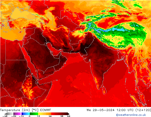 Temperatura (2m) ECMWF mer 29.05.2024 12 UTC