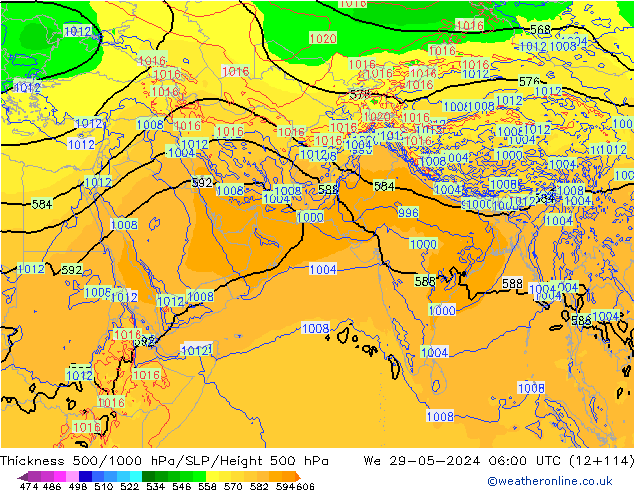 Thck 500-1000hPa ECMWF Qua 29.05.2024 06 UTC