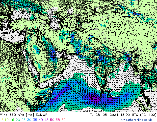 Wind 850 hPa ECMWF Di 28.05.2024 18 UTC