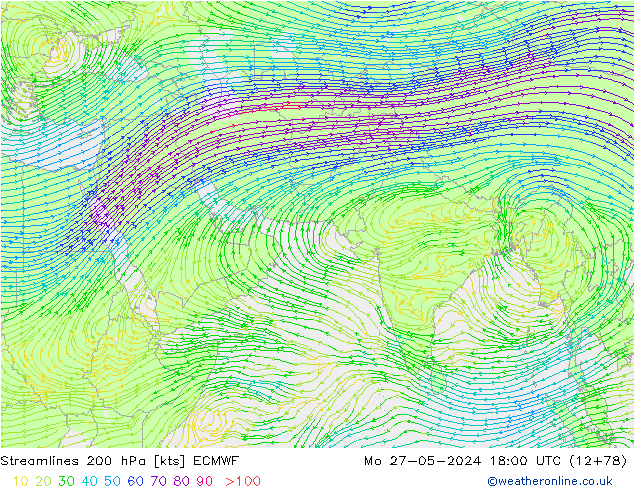 ветер 200 гПа ECMWF пн 27.05.2024 18 UTC